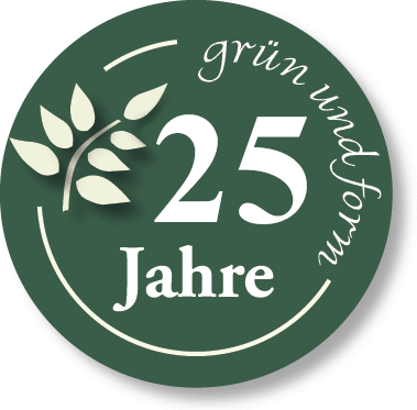 Jubiläumslogo 25 Jahre Grün und Form Garten- und Landschaftsbau